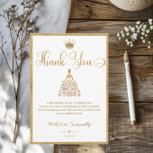 Gold Gliter Princess Baby shower Bedankt Card
