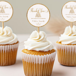 Gold Gliter Princess Girl Baby shower Dank je wel Ronde Sticker