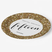 Gold Glitter 15th Birthday Papieren Bordje (Gekanteld)