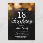 Gold Glitter 18th Birthday Invitation Card Kaart<br><div class="desc">Gold Glitter 18th Birthday Invitation Card. Volwassen verjaardag. Glitter Bokeh achtergrond. 16e 18e 21e 30e 40e 50e 70e 80e 90e 100e. Elke leeftijd. Voor verdere aanpassing,  te klikken gelieve de knoop "van de Aanpassing het"en ons ontwerphulpmiddel te gebruiken om deze sjabloon te wijzigen.</div>