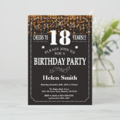 Gold Glitter 18th Birthday Invitation Kaart (Staand voorkant)