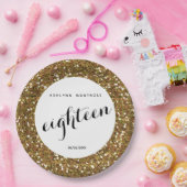 Gold Glitter 18th Birthday Papieren Bordje (Feest)