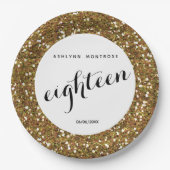 Gold Glitter 18th Birthday Papieren Bordje (Voorkant)