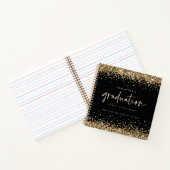 Gold Glitter 2022 Afstuderen Guest Book Black Notitieboek (Binnen)