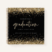 Gold Glitter 2022 Afstuderen Guest Book Black Notitieboek (Voorkant)
