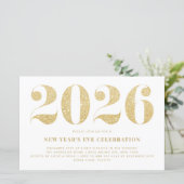 Gold Glitter 2023 Uitnodiging voor nieuwjaarsfeest (Staand voorkant)