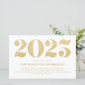 Gold Glitter 2023 Uitnodiging voor nieuwjaarsfeest (Staand voorkant)