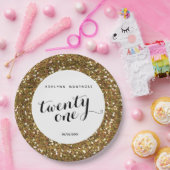 Gold Glitter 21st Birthday Papieren Bordje (Feest)