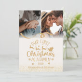 Gold Glitter 2 Photo Christmas Feestdagenkaart (Staand voorkant)