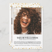 Gold Glitter 2 Photo Virtual Baby shower Kaart (Voorkant / Achterkant)