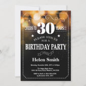 Gold Glitter 30e verjaardag uitnodiging (Voorkant)