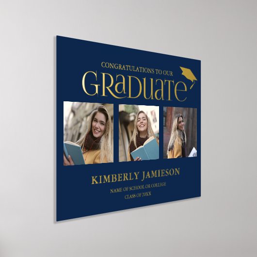 Gold Glitter 3 Welkomstteken foto Afstuderen Folie Afdrukken (Laagn)