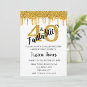 Gold Glitter 40 40 40e verjaardag Kaart (Staand voorkant)