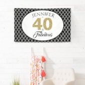 Gold Glitter 40 en Fabulous Custom 40th Birthday Spandoek (Insitu)