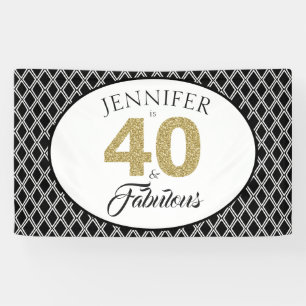 Gold Glitter 40 en Fabulous Custom 40th Birthday Spandoek