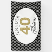 Gold Glitter 40 en Fabulous Custom 40th Birthday Spandoek (Verticaal)