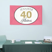 Gold Glitter 40 en Fabulous Pink 40th Birthday Spandoek (Beurs)
