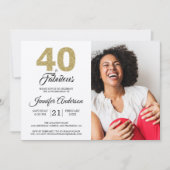 Gold Glitter 40 Fabulous Birthday Diva Pink Foto Kaart (Voorkant)