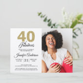 Gold Glitter 40 Fabulous Birthday Diva Pink Foto Kaart (Staand voorkant)