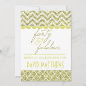 Gold Glitter 40 jaar en Fabulous Birthday Invite Kaart (Voorkant)