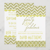 Gold Glitter 40 jaar en Fabulous Birthday Invite Kaart (Voorkant / Achterkant)