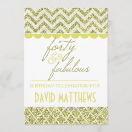 Gold Glitter 40 jaar en Fabulous Birthday Invite Kaart