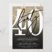 Gold Glitter 40e verjaardag Kaart (Voorkant)