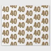 Gold Glitter 40th Birthday Cadeaupapier (Vlak)