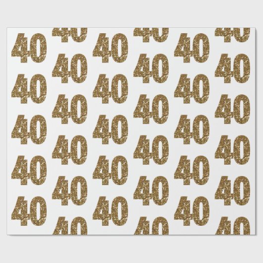 Gold Glitter 40th Birthday Cadeaupapier (Vlak)