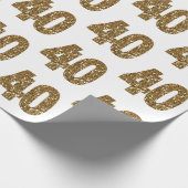 Gold Glitter 40th Birthday Cadeaupapier (Hoek)
