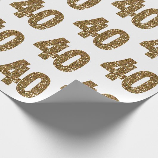 Gold Glitter 40th Birthday Cadeaupapier (Hoek)
