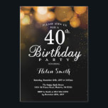 Gold Glitter 40th Birthday Invitation Card Kaart<br><div class="desc">Gold Glitter 40th Birthday Invitation Card. Volwassen verjaardag. Glitter Bokeh achtergrond. 16e 18e 21e 30e 40e 50e 70e 80e 90e 100e. Elke leeftijd. Voor verdere aanpassing,  te klikken gelieve de knoop "van de Aanpassing het"en ons ontwerphulpmiddel te gebruiken om deze sjabloon te wijzigen.</div>