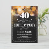 Gold Glitter 40th Birthday Invitation Kaart (Staand voorkant)