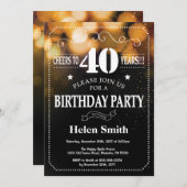Gold Glitter 40th Birthday Invitation Kaart (Voorkant / Achterkant)