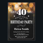 Gold Glitter 40th Birthday Invitation Kaart<br><div class="desc">Gold Glitter 40th Birthday Invitation. Witte Typografie. Achtergrond zwart-wit karton. Volwassen verjaardag. Mannelijke Mannen of vrouwen: Birthday. Kinder jongen of meisje Lady Teen Teenage Bday Invite. 13e 15e 16e 18e 21e 30e 40e 50e 60e 70e 80e 90e 100e. Elke leeftijd. Voor verdere aanpassing, te klikken gelieve de knoop "van de...</div>