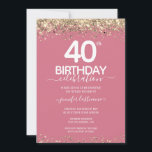 Gold Glitter 40th Birthday Party Invitation Kaart<br><div class="desc">Elegant Faux Gold glitter met de scherpende confetti hoogtepunten op de boven- en ondergrens. Alle tekst kan worden aangepast en kan eenvoudig worden gewijzigd voor uw eigen wensen. Geweldig elegante sjabloon voor 40ste verjaardag.</div>