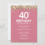 Gold Glitter 40th Birthday Party Invitation Kaart<br><div class="desc">Elegant Faux Gold glitter met de scherpende confetti hoogtepunten op de boven- en ondergrens. Alle tekst kan worden aangepast en kan eenvoudig worden gewijzigd voor uw eigen wensen. Geweldig elegante sjabloon voor 40ste verjaardag.</div>