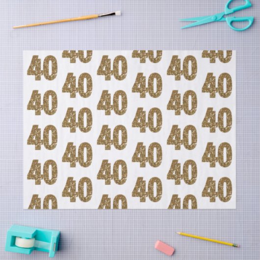Gold Glitter 40th Birthday Tissuepapier (Craft)
