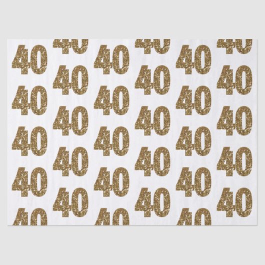 Gold Glitter 40th Birthday Tissuepapier (Voorkant)