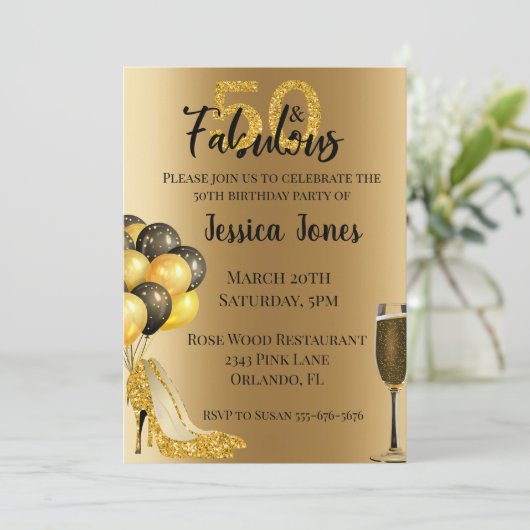 Gold Glitter 50 en Fabulous 50day Gold Kaart