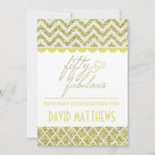Gold Glitter 50 en Fabulous Birthday Invite Kaart (Voorkant)