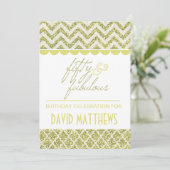 Gold Glitter 50 en Fabulous Birthday Invite Kaart (Staand voorkant)