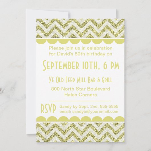 Gold Glitter 50 en Fabulous Birthday Invite Kaart (Achterkant)