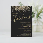 Gold Glitter 50 & Fabulous 50th Birthday Party Kaart (Staand voorkant)