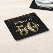 Gold Glitter 50 & Fabulous Black Birthday Kartonnen Onderzetters (Schuin)