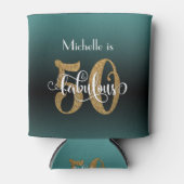 Gold Glitter 50 & Fabulous Blauwgroen Ombre Birthd Blikjeskoeler (Voorkant)