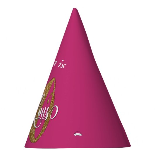 Gold Glitter 50 & Fabulous Typografie op Hot Pink Feesthoedjes (Rechts)