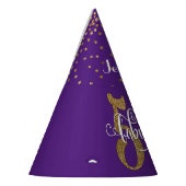 Gold Glitter 50 & Fabulous Typografie op Paars Feesthoedjes (Links)