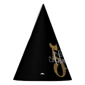 Gold Glitter 50 & Fabulous Typografie op zwart Feesthoedjes (Links)