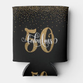 Gold Glitter 50 & Fabulous Typography Birthday Blikjeskoeler (Voorkant)